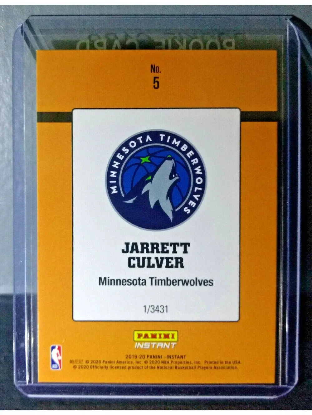 Jarrett Culver 2019-2020 Panini NBA #5 Rated Rookie Retro Card 1/3431